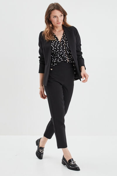 Pantalon droit à pont 2 poches Mosquitos noir femme