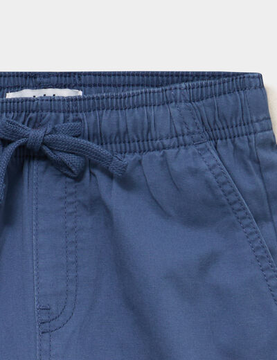 Bermuda short loose &eacute;lastiqu&eacute; coton bleu fonc&eacute; gar&ccedil;on