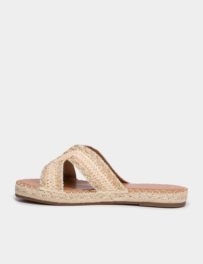 Mules effet tress&eacute; semelle &eacute;paisse sable femme