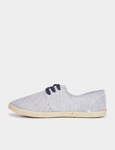 Derbies en toile à lacets bleu marine femme