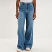 Jeans extra wide leg taille haute denim stone femme