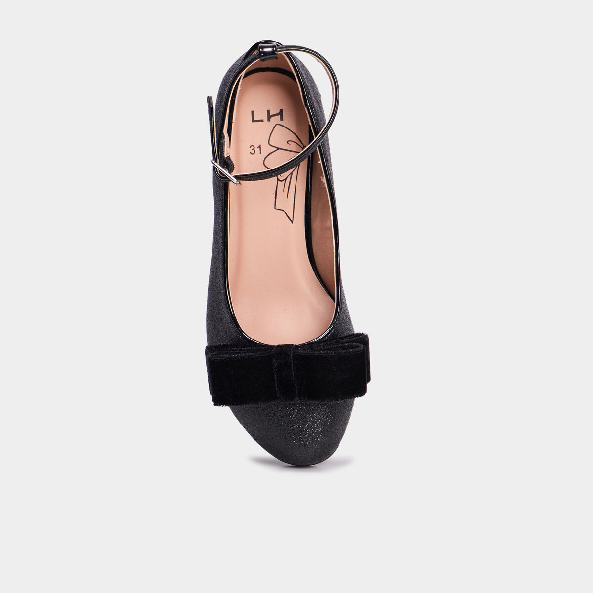 Babies &agrave; talons paillet&eacute;es avec noeuds noir fille