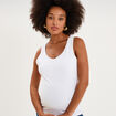 D&eacute;bardeur allaitement col rond stretch blanc femme maternit&eacute;