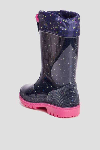 Bottes de pluie semelle crant&eacute;e bleu marine fille