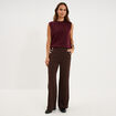 Pantalon &agrave; ponts flare effet cr&ecirc;pe marron fonc&eacute; femme