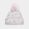 Bonnet à pompon effet fourrure et strass gris femme