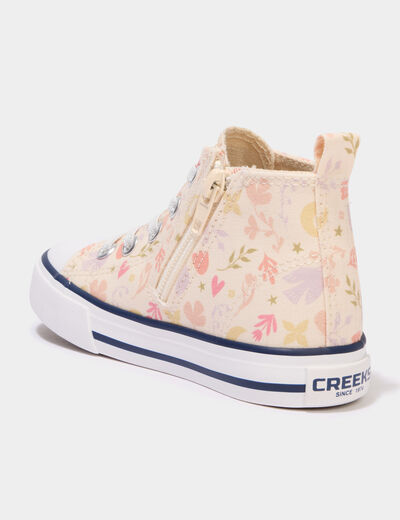 Tennis montantes en toile bout renforc&eacute; multicolore fille