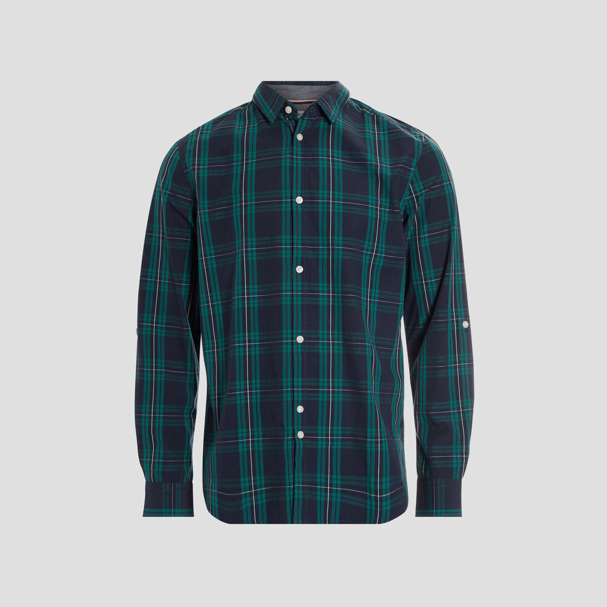 Chemise droite manches 3/4 vert emeraude homme