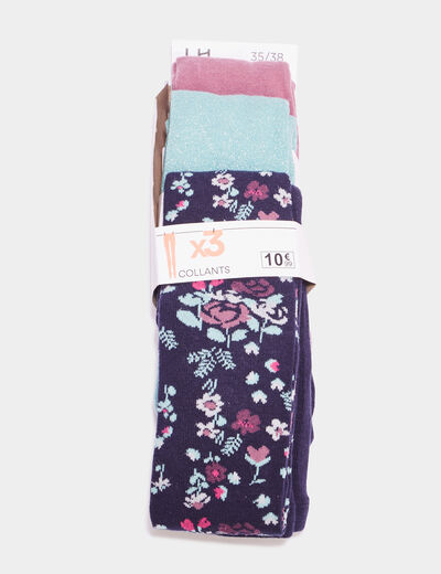 Lot 3 collants multicolore fille