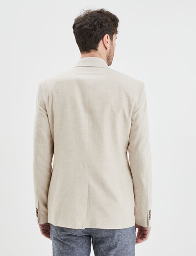 Veste esprit blazer droite courte en lin ecru homme