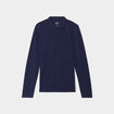 Polo manches longues en coton bleu marine homme