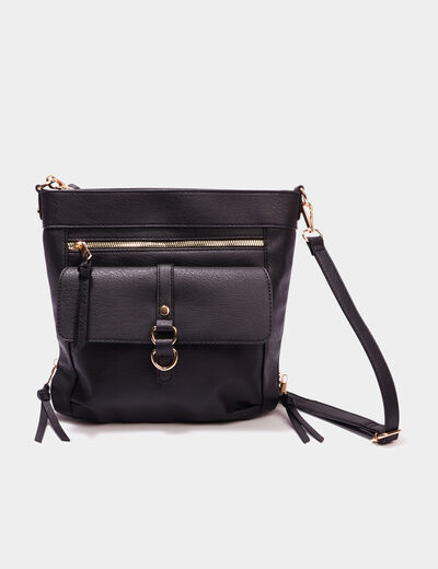 Sac en bandoulière poche à rabat noir femme