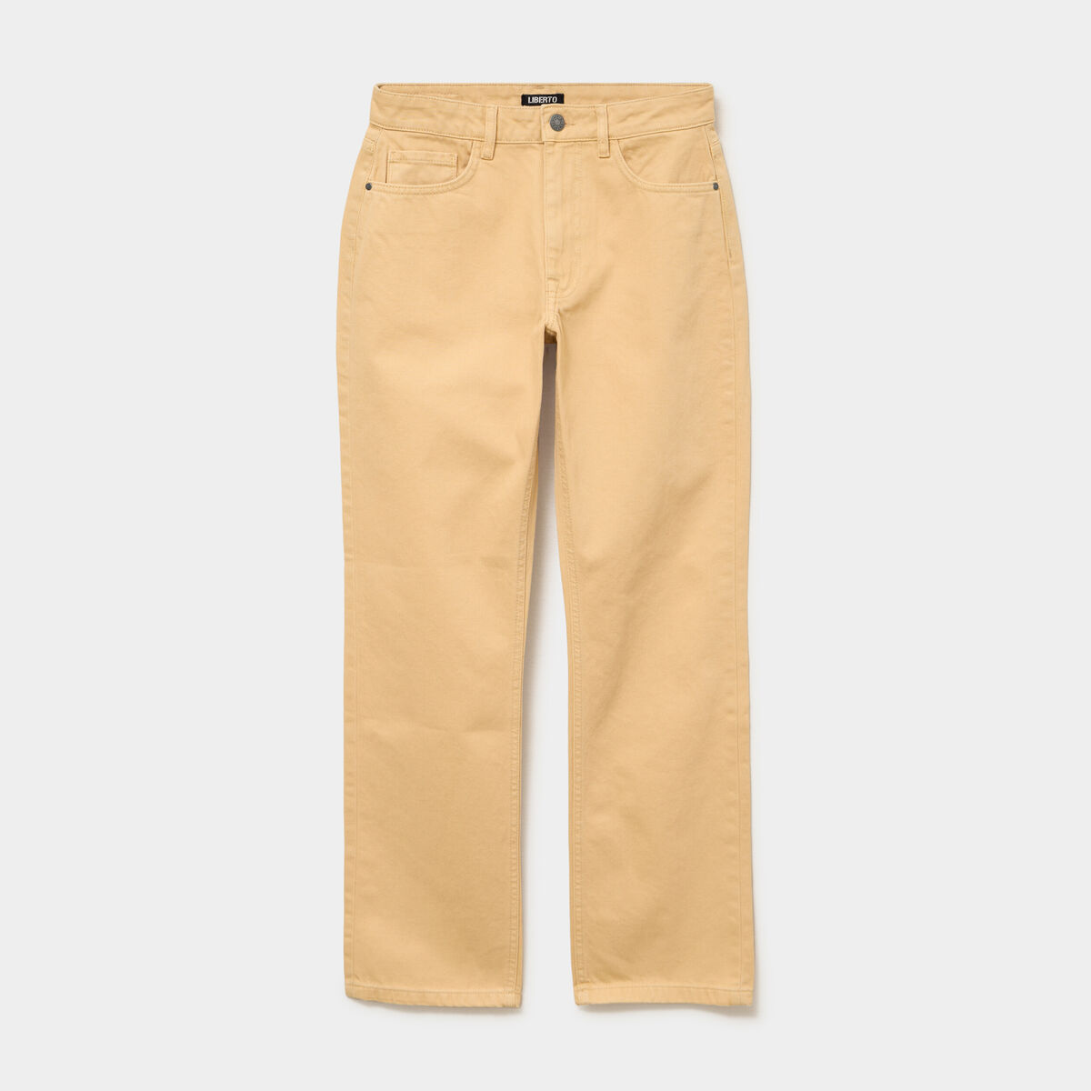 Pantalon droit coton beige femme