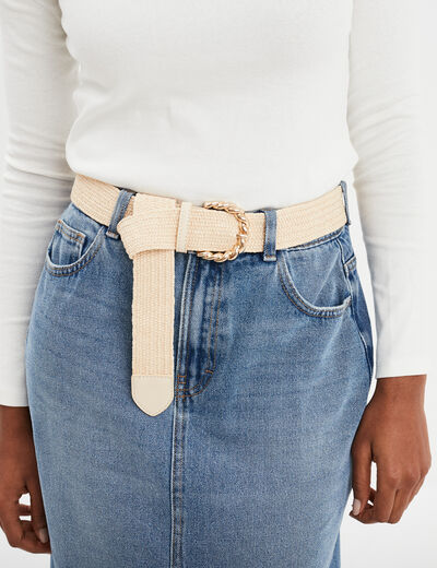 Ceinture tressée à boucle torsadée sable femme