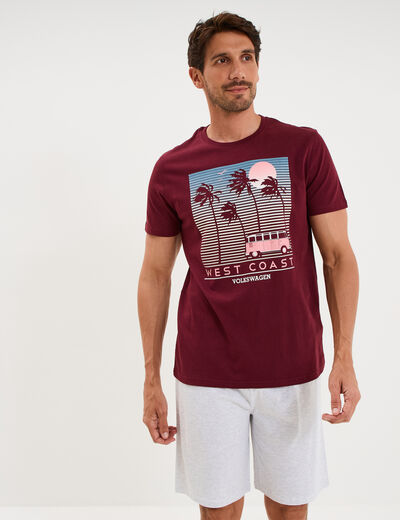 Ensemble pyjama short t-shirt Volkswagen bordeaux homme
