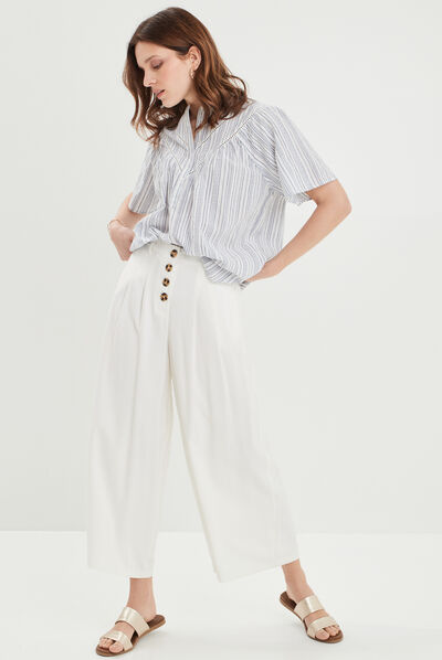 Blouse manches courtes Creeks ecru femme