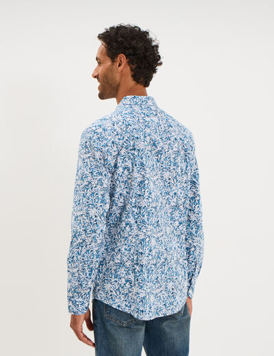 Chemise ajust&eacute;e manches longues bleu homme