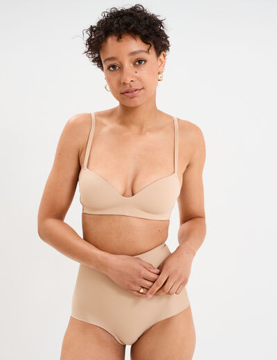 Soutien-gorge push up microfibre beige femme