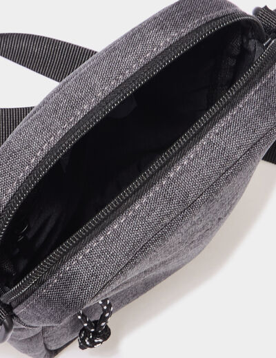 Sac pochette en bandouli&egrave;re gris fonc&eacute; homme
