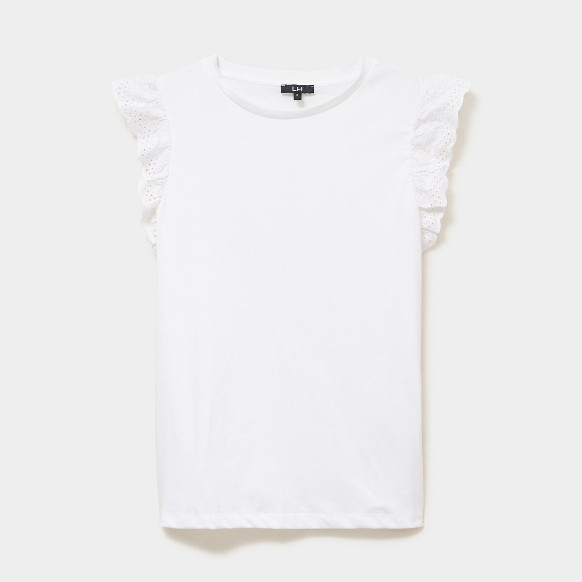 D&eacute;bardeur volants broderie anglaise blanc femme