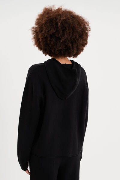 Sweat hoodie ample &agrave; capuche noir femme