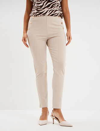 Leggings &agrave; boutons pont beige femme