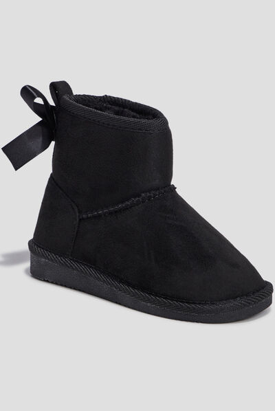 Bottines fourrées avec noeud noir fille