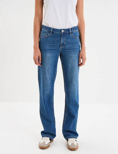 Jeans baggy taille haute coton denim stone femme