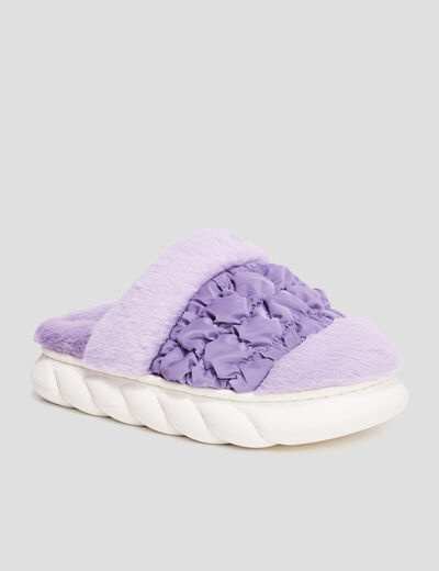 Chaussons mules fausse fourrure Liberto mauve femme