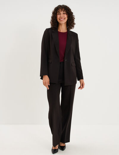 Blazer ajust&eacute; mi-long 1 bouton noir femme