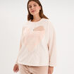 Ensemble pyjama effet velours 2 pi&egrave;ces creme femme grande taille