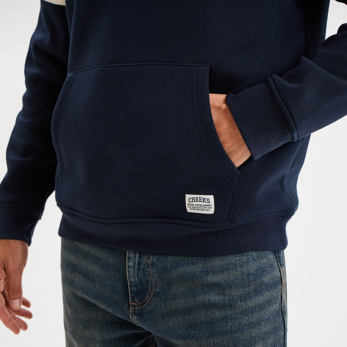 Sweat hoodie manches longues à capuche rouge foncé homme