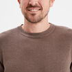 Pull en maille textur&eacute;e col rond taupe homme