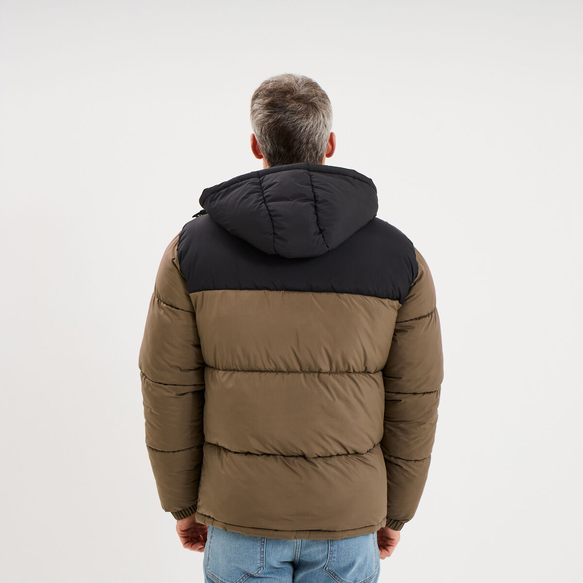 Doudoune d&eacute;perlante &agrave; capuche amovible taupe homme