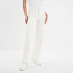 Jeans wide leg taille haute coton ivoire femme