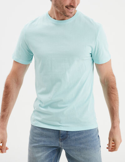 T-shirt droit en coton manches courtes bleu turquoise homme