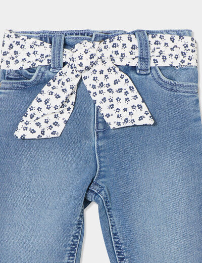 Jeans ceinture foulard denim double stone bébé fille