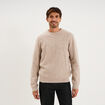 Pull col rond manches longues taupe homme