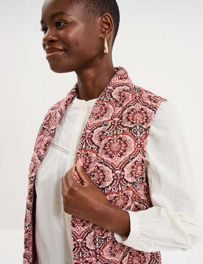 Veste sans manches matelass&eacute;e marron chocolat femme