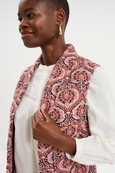 Veste sans manches matelass&eacute;e marron chocolat femme