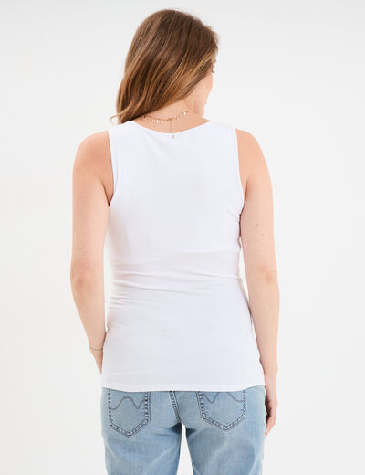 Débardeur allaitement col rond stretch blanc femme maternité