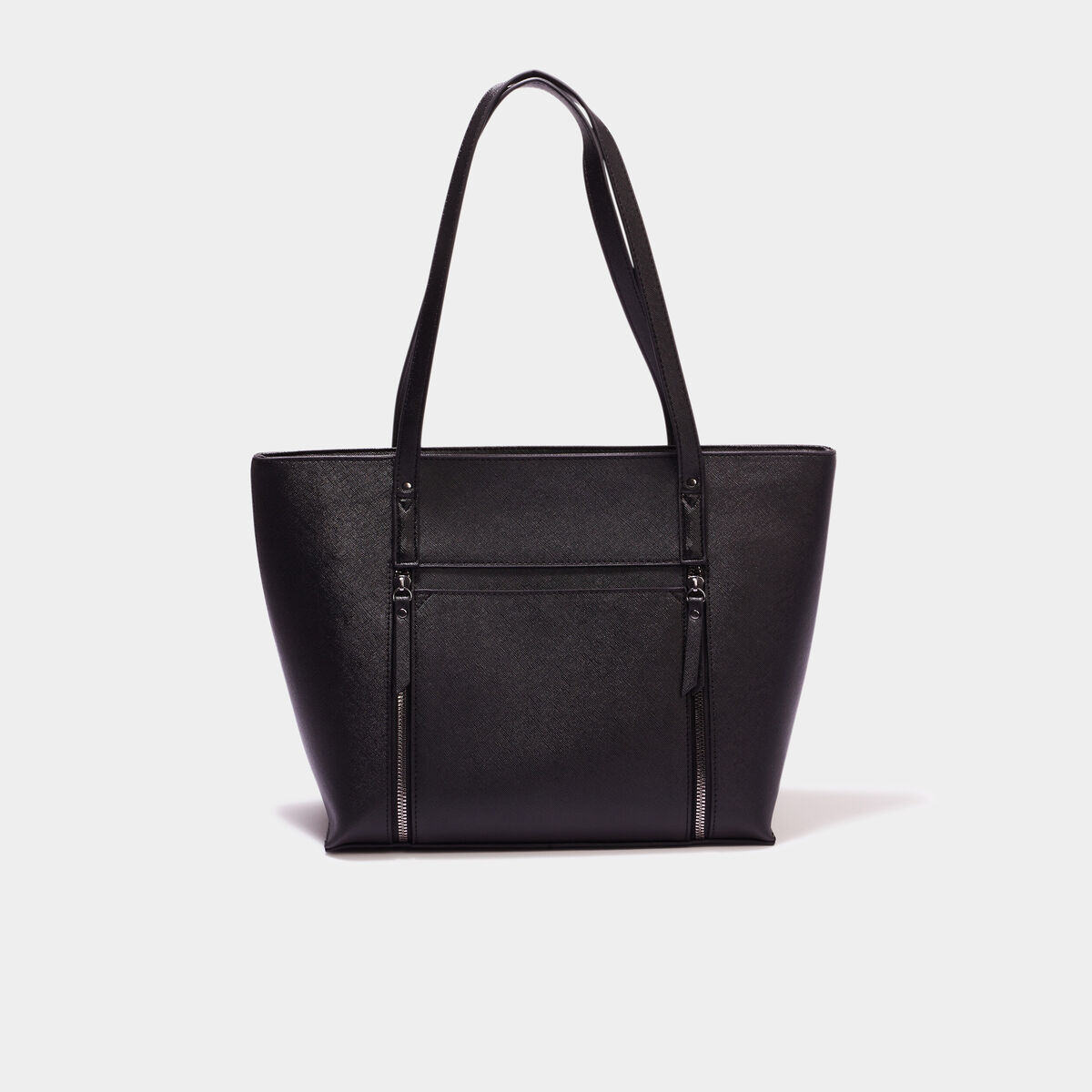 Sac shopper d&eacute;tails zipp&eacute;s noir femme