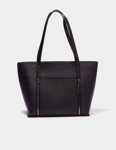 Sac shopper d&eacute;tails zipp&eacute;s noir femme