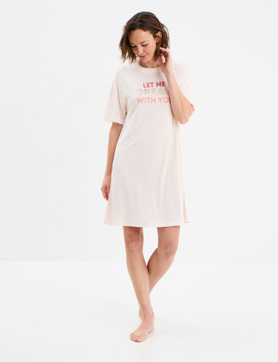 Chemise de nuit manches courtes vieux rose femme