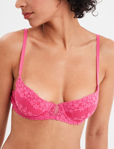 Soutien-gorge corbeille paddé dentelle rose fushia femme