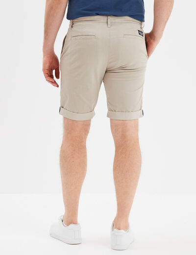 Bermuda short chino droit coton stretch creme homme