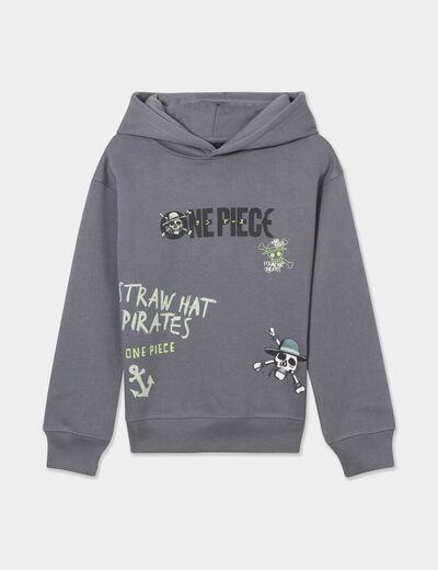 Sweat hoodie à capuche One Piece gris foncé garçon
