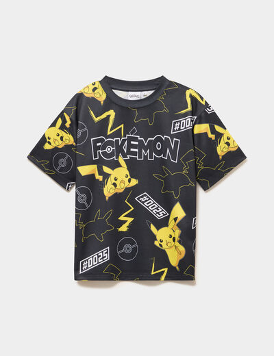 T-shirt manches courtes Pok&eacute;mon Pikachu noir gar&ccedil;on