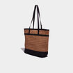 Sac shopping tressé détail noeud marron clair femme