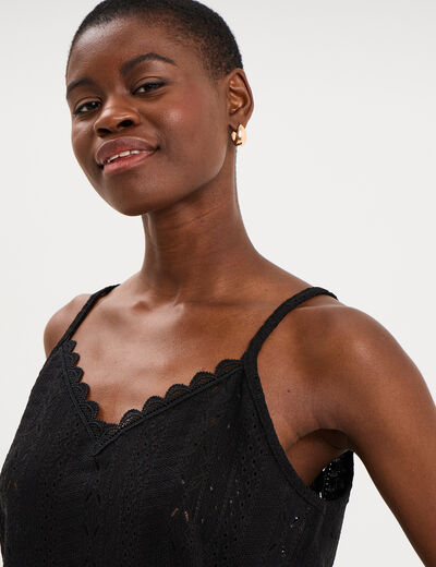 D&eacute;bardeur broderie anglaise noir femme